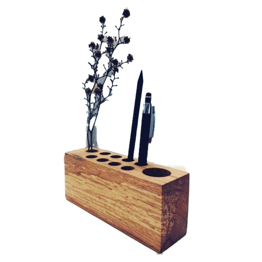 Wooden Desk Pen Holder