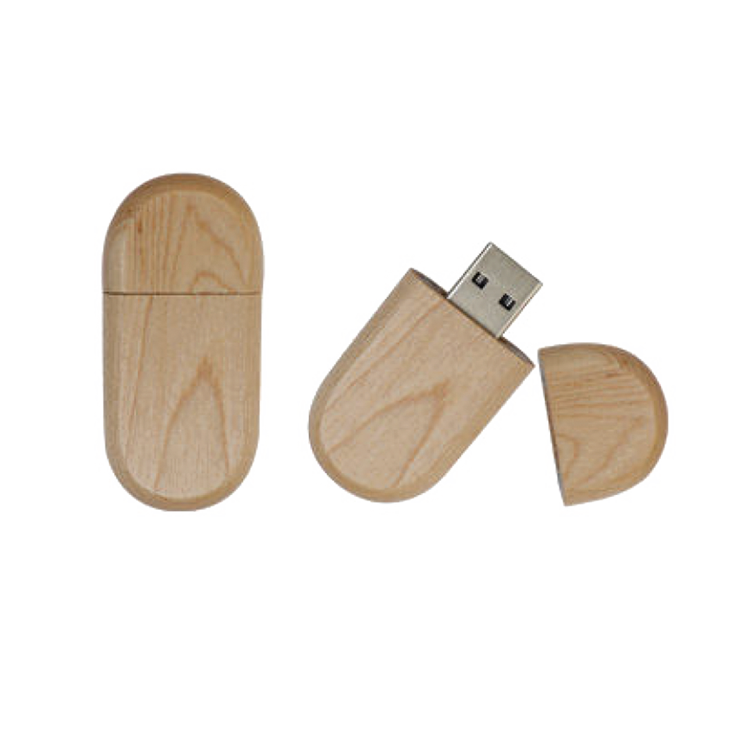 Wooden Oval Flash Memory