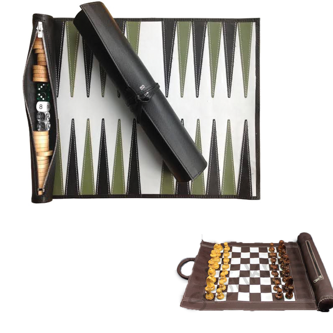 Leather Protable Backgammon / Chess